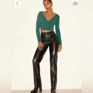 Faux leather straight leg paints